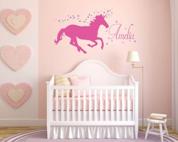 Unicorn Girl Name Wall Decal